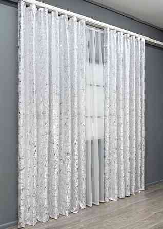 Комплект готових штор VR-Textil Льон мармур Royal Touch № 2009ш Білий 150х270 см 2 шт (33-1302) Київ