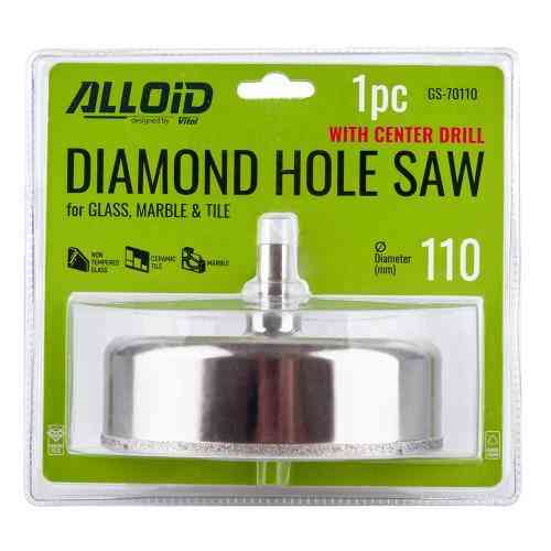 Свердло корончате алмазне по склу та кераміці 110мм з центрувальним свердлом Alloid Одесса