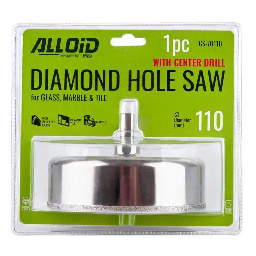 Свердло корончате алмазне по склу та кераміці 110мм з центрувальним свердлом Alloid Одеса - фото 2