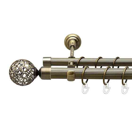 Карниз Orvit Савона металевий дворядний відкритий рифлена труба кільце металеве Антик 25\19 мм 200 см Львов