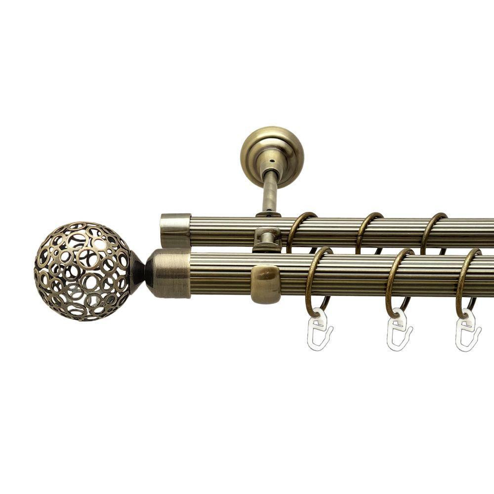 Карниз Orvit Савона металевий дворядний відкритий рифлена труба кільце металеве Антик 25\19 мм 200 см (00-00017820) Львів - фото 1