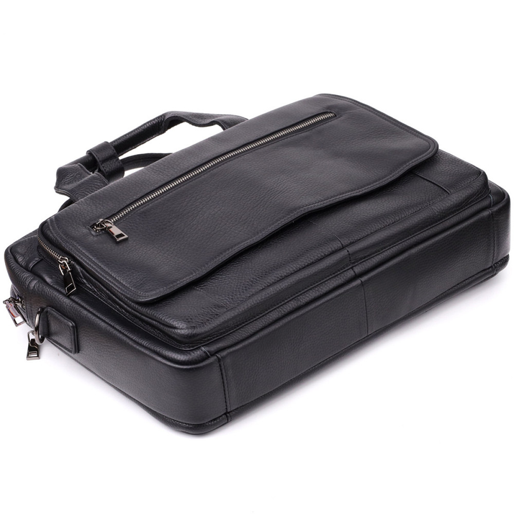 Місткий портфель для чоловіків з натуральної шкіри Vintage 23043 Чорний Київ - фото 7