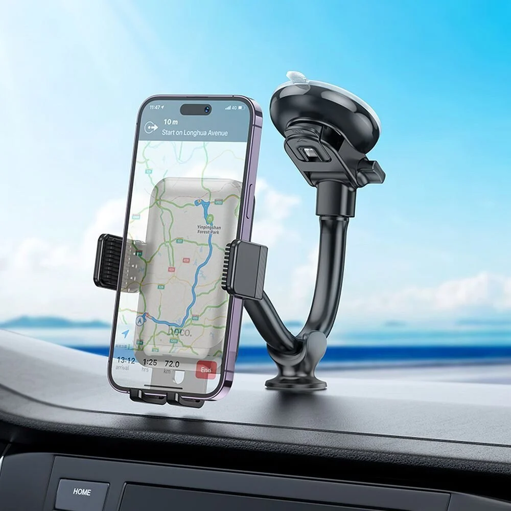 Автомобильный держатель для телефона HOCO H27 Rock push-type car holder(center console) Black gray Одесса - изображение 8