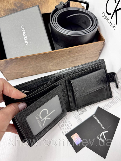 Чоловічий подарунковий набір ремінь та портмоне в дерев'яній коробці СК (451) Київ - фото 7