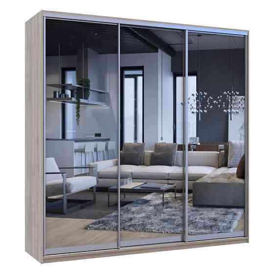 Шафа-купе трьохдверна Doros Сіті Лайт 225х60х225 см Дуб сонома/3 Дзеркала (DRS-011096) Дніпро