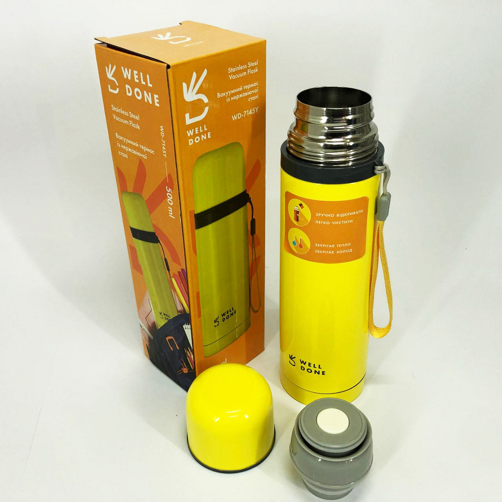 Термос для чаю топ Well Done WD-7145Y 500 мл, Термос з вакуумним утриманням тепла GM-93 Львів - фото 7