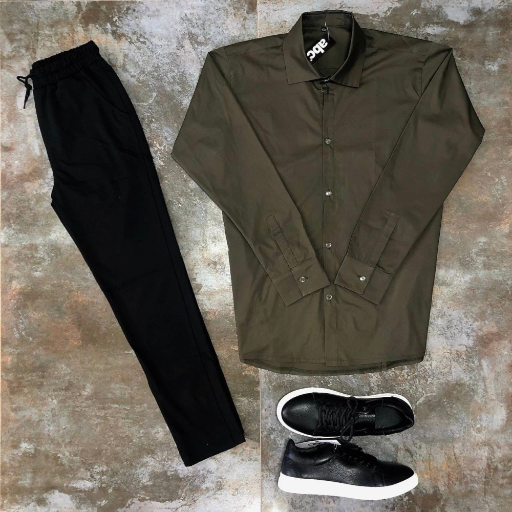 Сорочка чоловіча класична Хакі XL Харків - фото 1