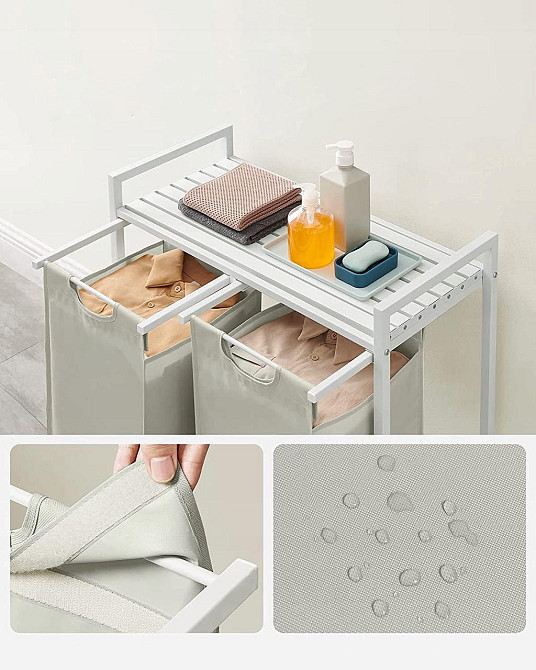 Кошик для білизни Leobert Chariot з двома відділеннями 2 x 46л білий Киев - изображение 2