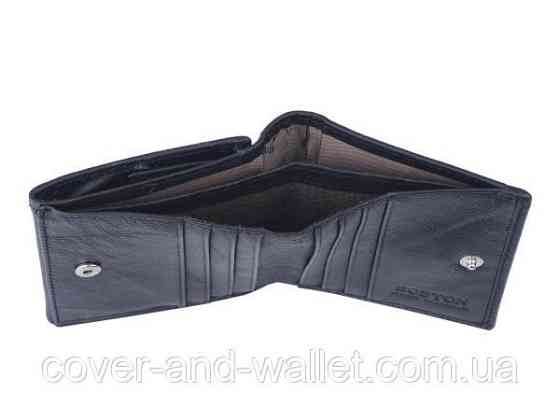 Черный маленький кошелек из натуральной кожи c большой монетницей ST Leather Киев