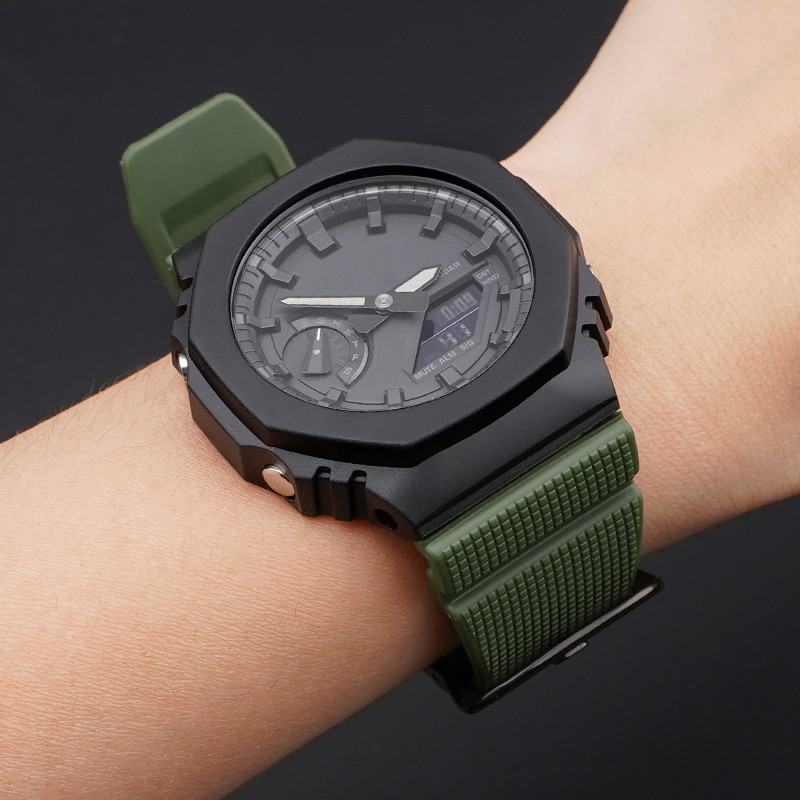 Ремешок для Casio G-Shock GM-2100 GA2100/2110 Army Green Silver SBR Киев - изображение 6