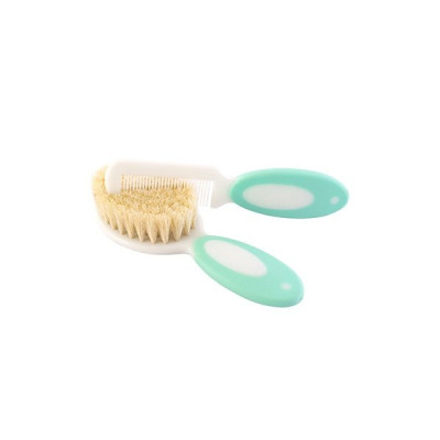 Набір для догляду за дитиною Baby Team гребінець і щітка з натуральної щетин (7106_бирюзовый) Вінниця - фото 2