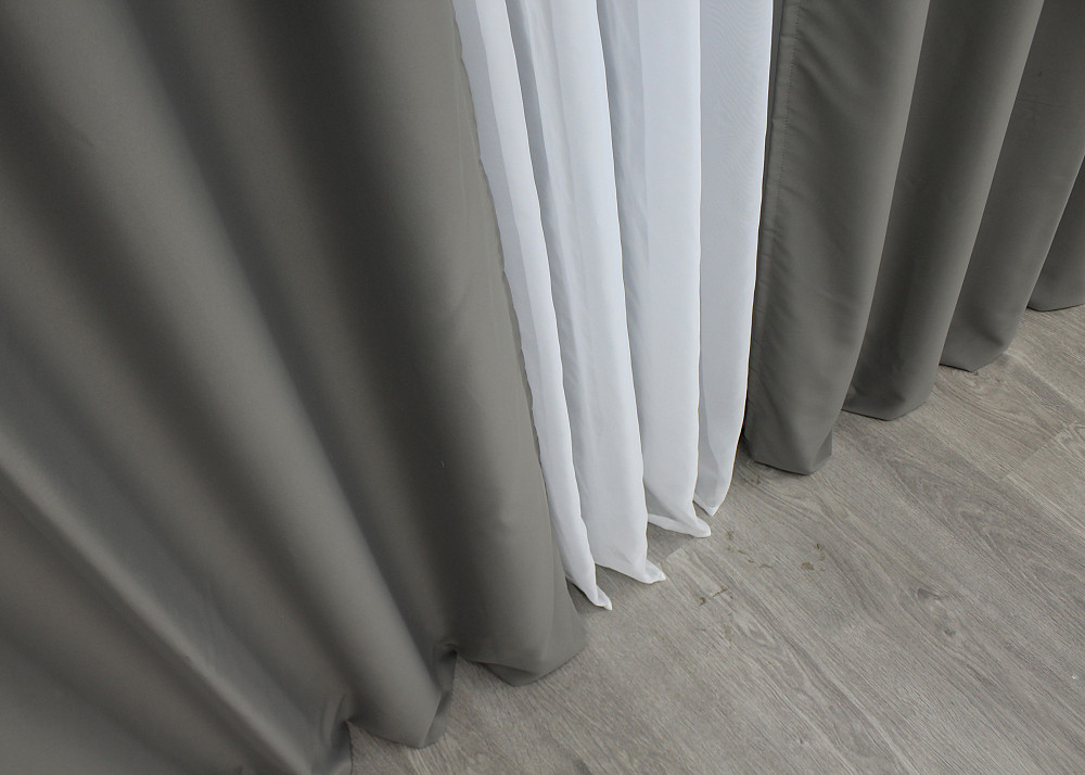 Комплект штор на люверсах VR-Textil Midnight № 1228ш 150х270 см 2 шт Сірий (37-0137) Київ - фото 7