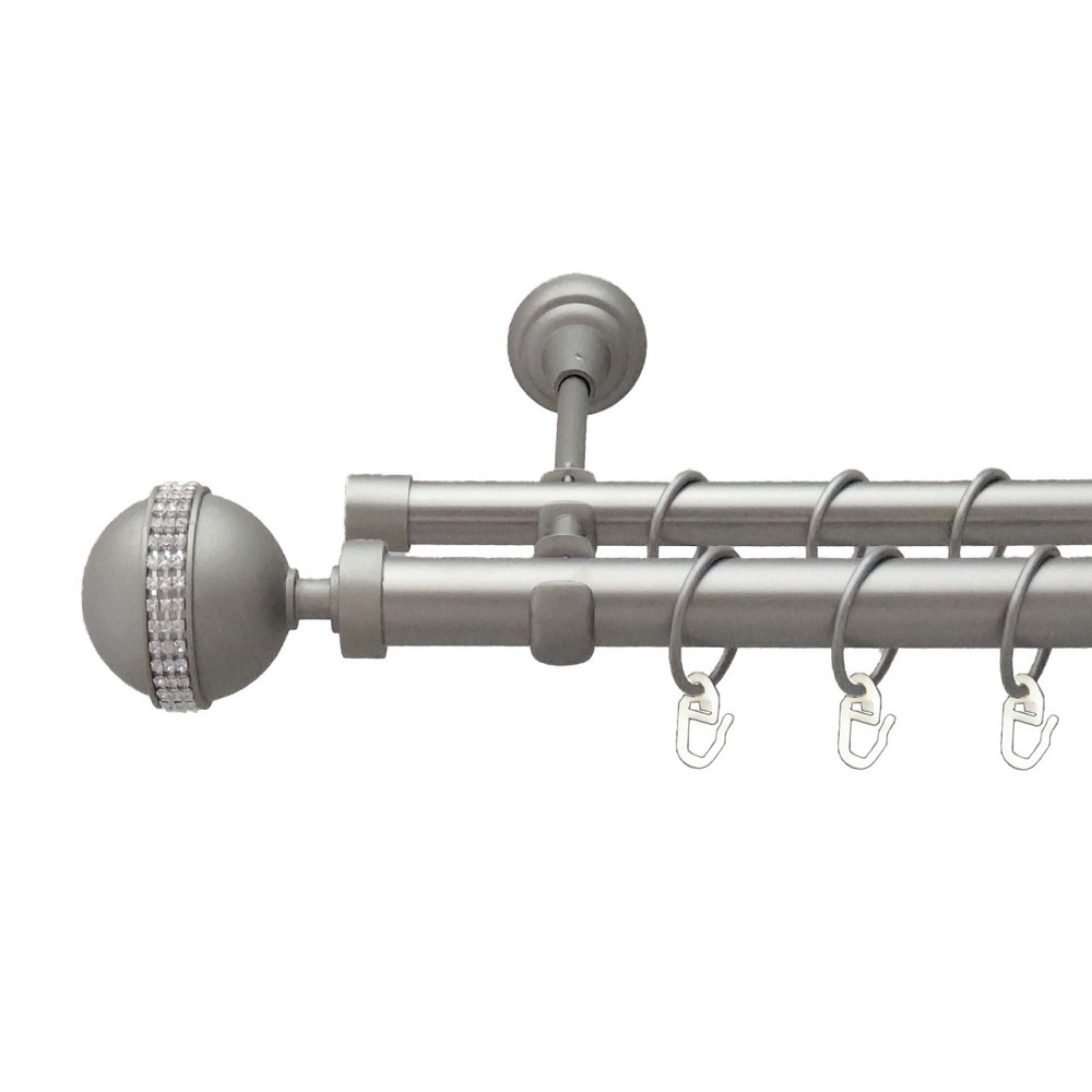 Карниз Orvit Авея металевий дворядний відкритий гладка труба кільце металеве Сатин 25\19 мм 300 см Львов - изображение 1
