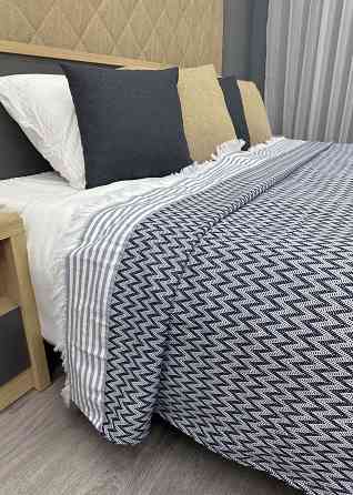 Покривало Dakota Fringe ЄВРО 200х230 см колір синій з білим (85-194) Київ