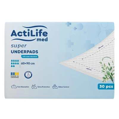 Пеленки для младенцев ActiLife Med Super 60 х 90, 30 шт (4820174981495) Винница - изображение 1