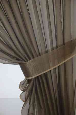 Кухонные шторки VR-Textil № 101к с подвязками золотистый с венге 345х170 см (52-0421) Киев