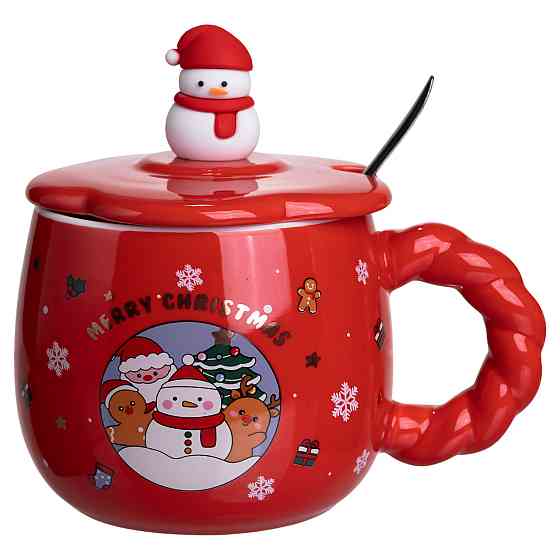 Yiwu Новорічна порцелянова чашка «Зимова казка» з кришкою 400 мл Yiwu FM-CS-20C Коломия