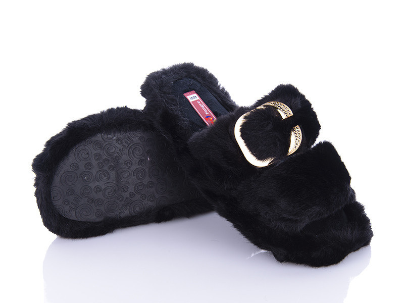 Женские тапочки домашние меховые Черный Одесса - изображение 3