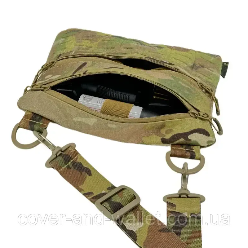 Тонка тактична сумка із міцної тканини Squadron в кольорі Multicam з велкро Київ - фото 7