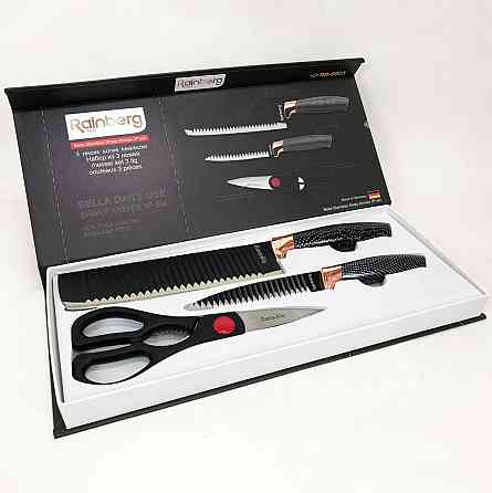 Кухонні ножі для готування Rainberg, Якісний набір ножів з підставкою, Ергономічні ножі для кухні KS-45 Івано-Франківськ