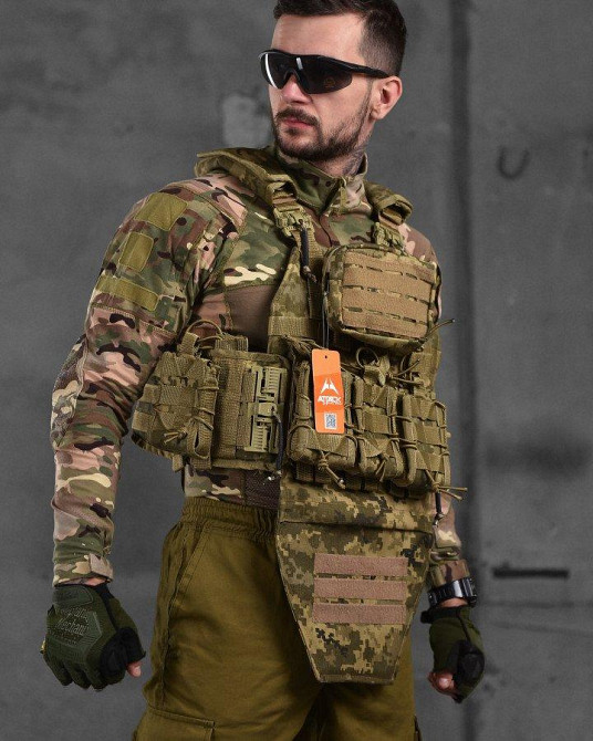 Плитоноска 4 точки скидання піксель Attack з напашником ВН1062 Одеса - фото 1