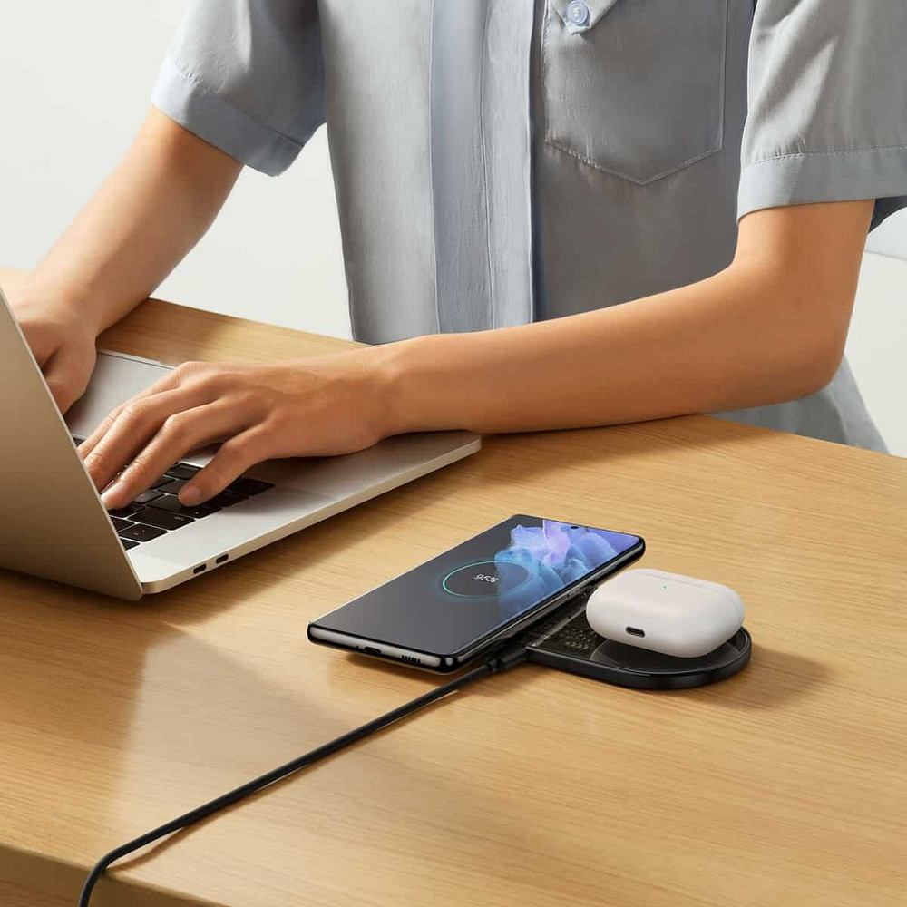 Бездротовий зарядний пристрій Baseus Digital LED Display 2in1 Wireless Charger 20W Black Universal version Київ - фото 5