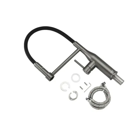 Змішувач для кухні GAPPO G4398-51 з гнучким виливом, 2 режими, графіт/чорний Київ