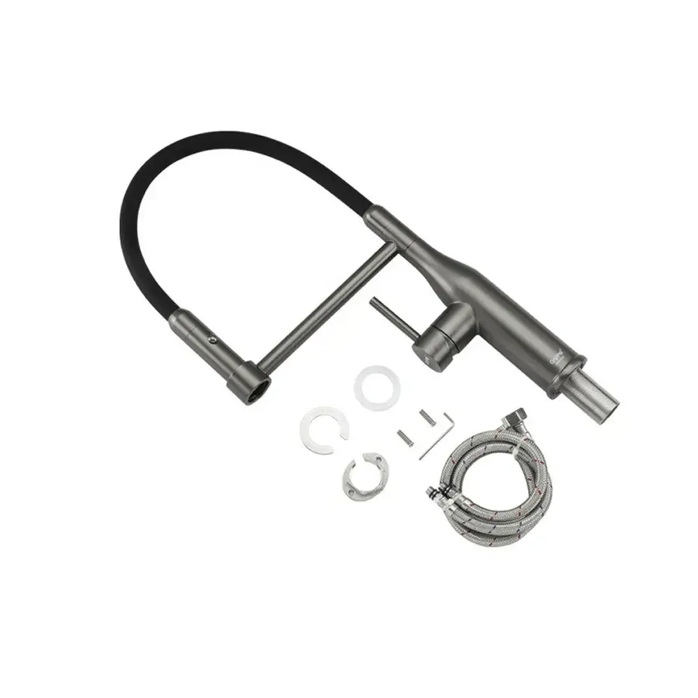 Змішувач для кухні GAPPO G4398-51 з гнучким виливом, 2 режими, графіт/чорний Київ - фото 5