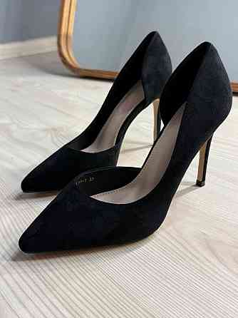 Туфли женские Meideli 11-1 челноки на шпильке с вырезом замшевые черные, 37, 23,5 см Киев