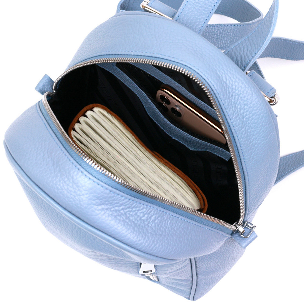 Стильний рюкзак жіночий з натуральної шкіри Блакитний (SHVIGEL) Київ - фото 8