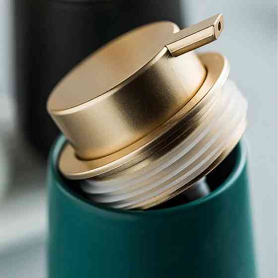 Дозатор для рідкого мила, миючих засобів керамічний 400 мл, для ванної та кухні Зелений Кам'янець-Подільський