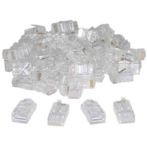 Конектори RJ45 8P8C, набір 100 шт, для кабелю Cat5/Cat5e/Cat6, мережеві роз’єми під обтискання Київ