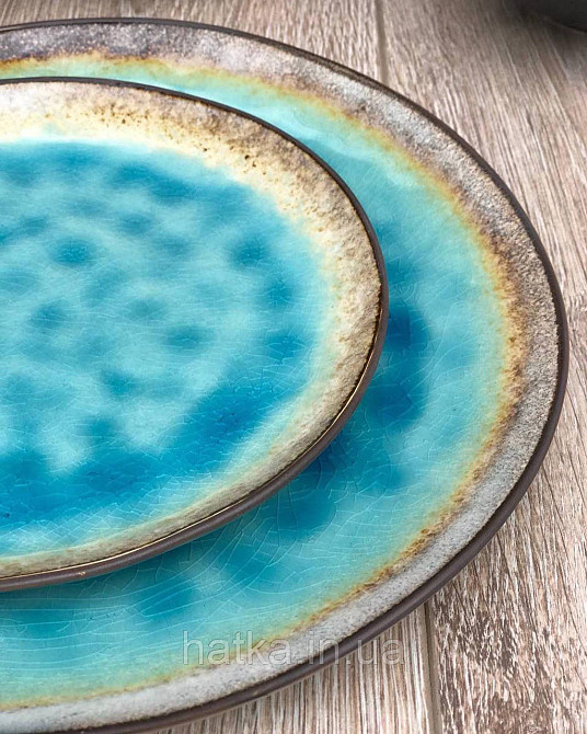 Тарілка Olens "BLUE LAGUNA" 21 см кераміка кругла голуба Київ - фото 4