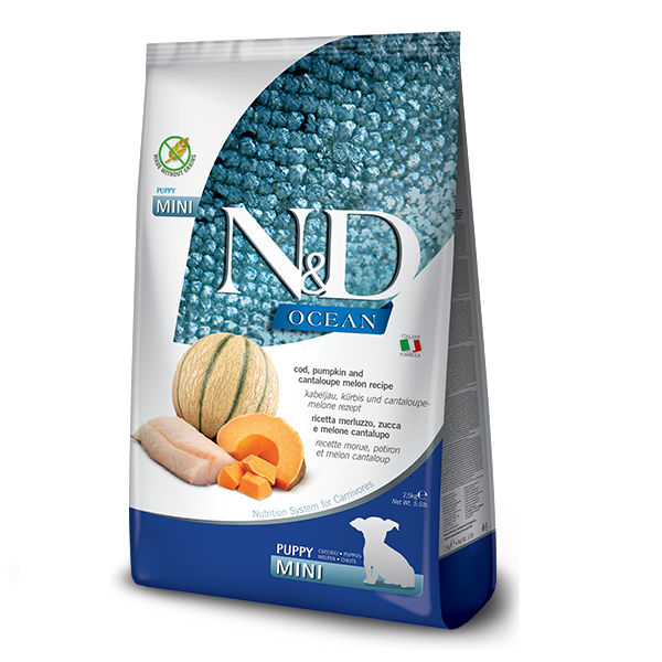 Беззерновой сухой корм Farmina N&D Grain Free Ocean Pumpkin для щенков мелких пород с треской и дыней 2,5 кг Киев - изображение 1