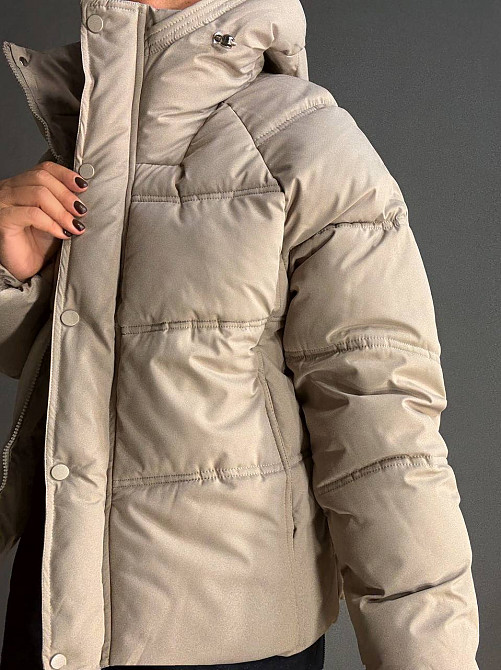 Куртка женская Haiziyuan 8589 средняя длина с капюшоном бежевая, бежевый, XL Киев - изображение 17