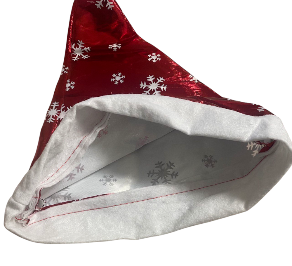 Новогодняя шапка красная блестящая для детей и взрослых - размер окружности около 56 см, текстиль Киев - изображение 3