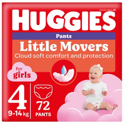 Підгузки Huggies Little Movers/Pants 4 (9-14 кг) Box для дівчаток 72 шт (5029053564098) Вінниця - фото 1
