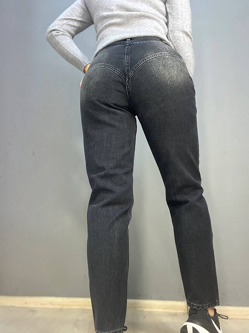 Джинси жіночі Dk-49 3238 МОМ кокетка на гудзиках варені чорні, чорний, 40, 40, 82 см, 108 см Київ - фото 5