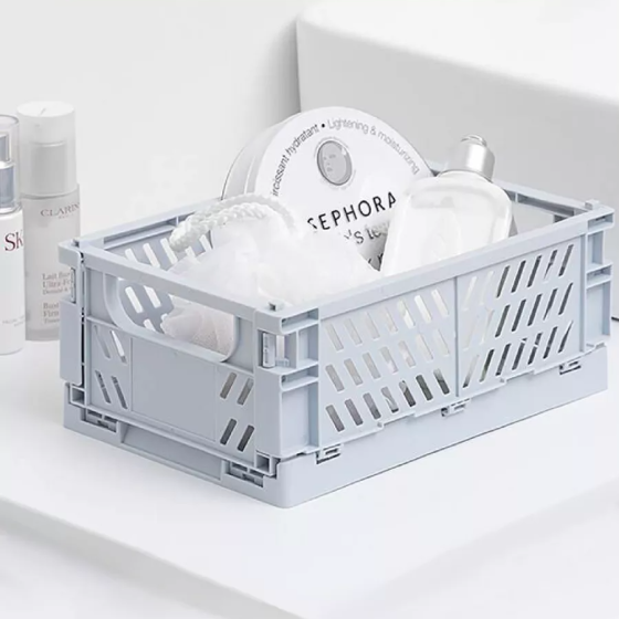 Кошик із пластику з ручками, контейнер для зберігання дрібниць, , 25.5×15×9.7см, сірий Кам'янець-Подільський