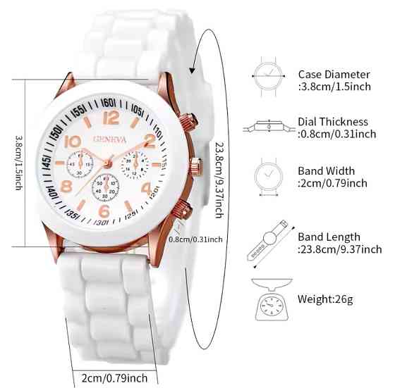 Подарочный набор для женщин сердце наручные часы браслет кольцо ожерелье и серьги без подарочной коробки белый Киев