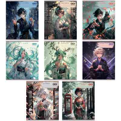 Зошит ZiBi набір учнівських ANIME 48 аркушів клітинка 10 штук, 8 предметів (ZB.1704-99) Вінниця