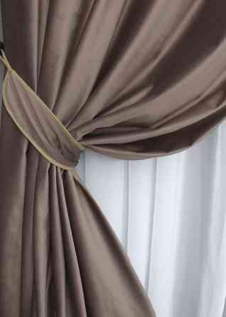 Комплект штор на люверсах VR-Textil Оксамит № 1655ш Какао 150х280 см 2 шт (37-0227) Киев