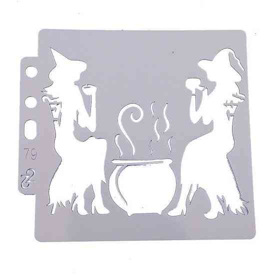 Трафарет для Хэллоуин Ведьмы с казанком 13 на 13 см серый Киев