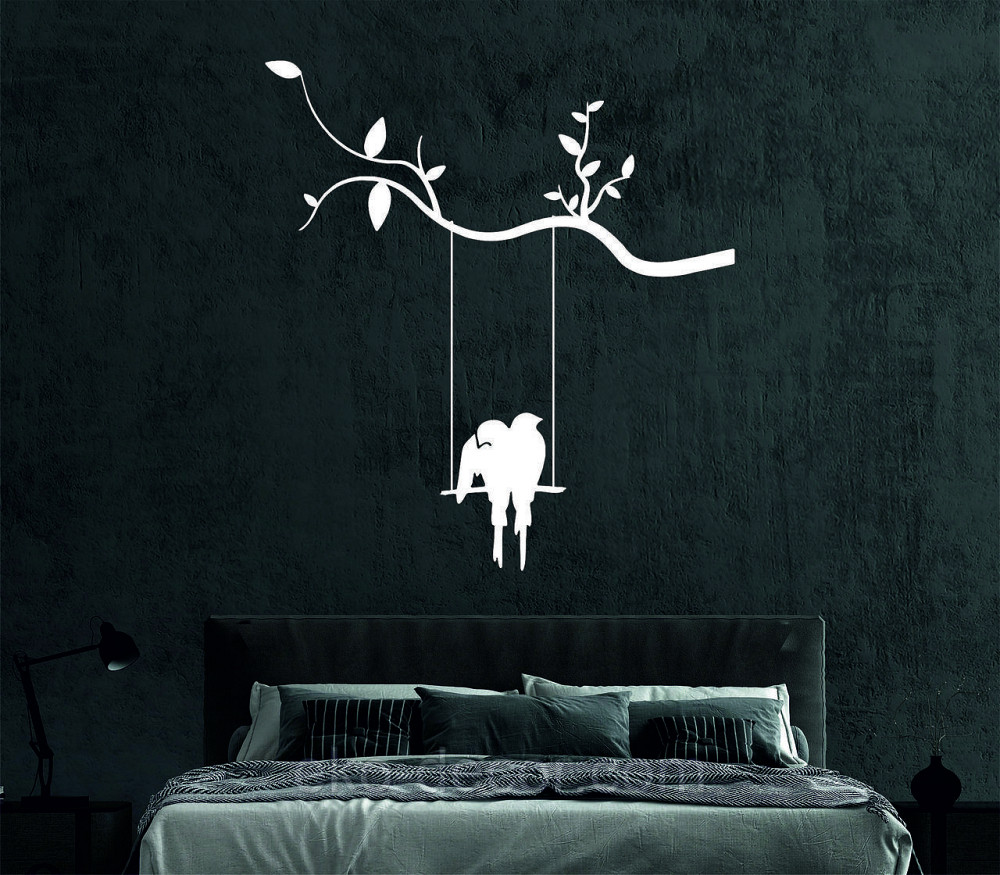 Декоративное настенное Панно «Птички на качеле», Декор на стену 90*82 см, Белый Киев - изображение 1