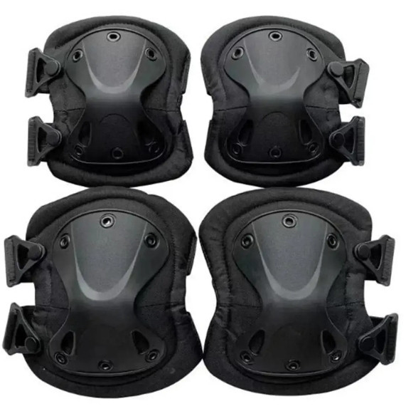 Комплект защиты Наколенники + налокотники из ударопрочного пластика (Черный) Киев - изображение 1