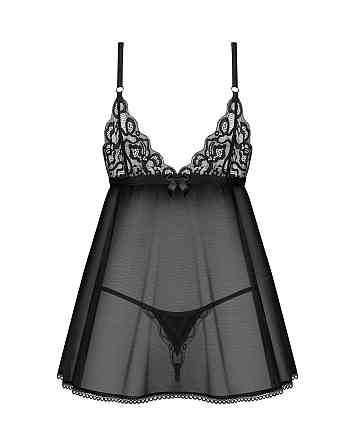 Сорочка беби-долл Obsessive Blomentis babydoll & thong, M/L, кружевной лиф, стринги в комплекте Sex Aura Киев