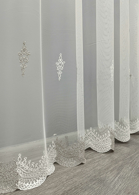 Тюль VR-Textil 1502т Грек-сетка с вышивкой Молочный с какао 300х250 см (40-174) Киев - изображение 8