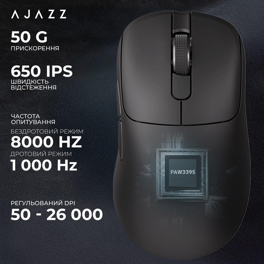 Миша бездротова Ajazz AJ179Pro Black (AJ179-PRO-B) ( Чорний ) Харків - фото 10