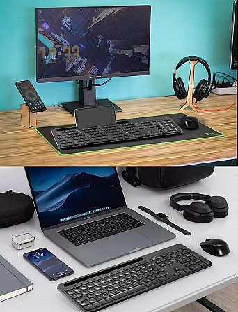 Беспроводной комплект клавиатура и мышь, 2.4G USB, 110 клавиш, слот для смартфона, черный, для ноутб Киев - изображение 4
