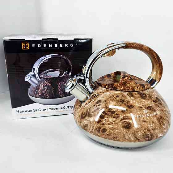 Чайник со свистком для электрической плиты Edenberg, Хороший чайник со свистком для воды на газ DM-41 Львов